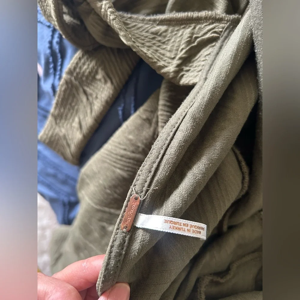 Free People Violet Mini Dress in Green Puff Sleeve Square Neck Size Medium M - Picture 6 of 7